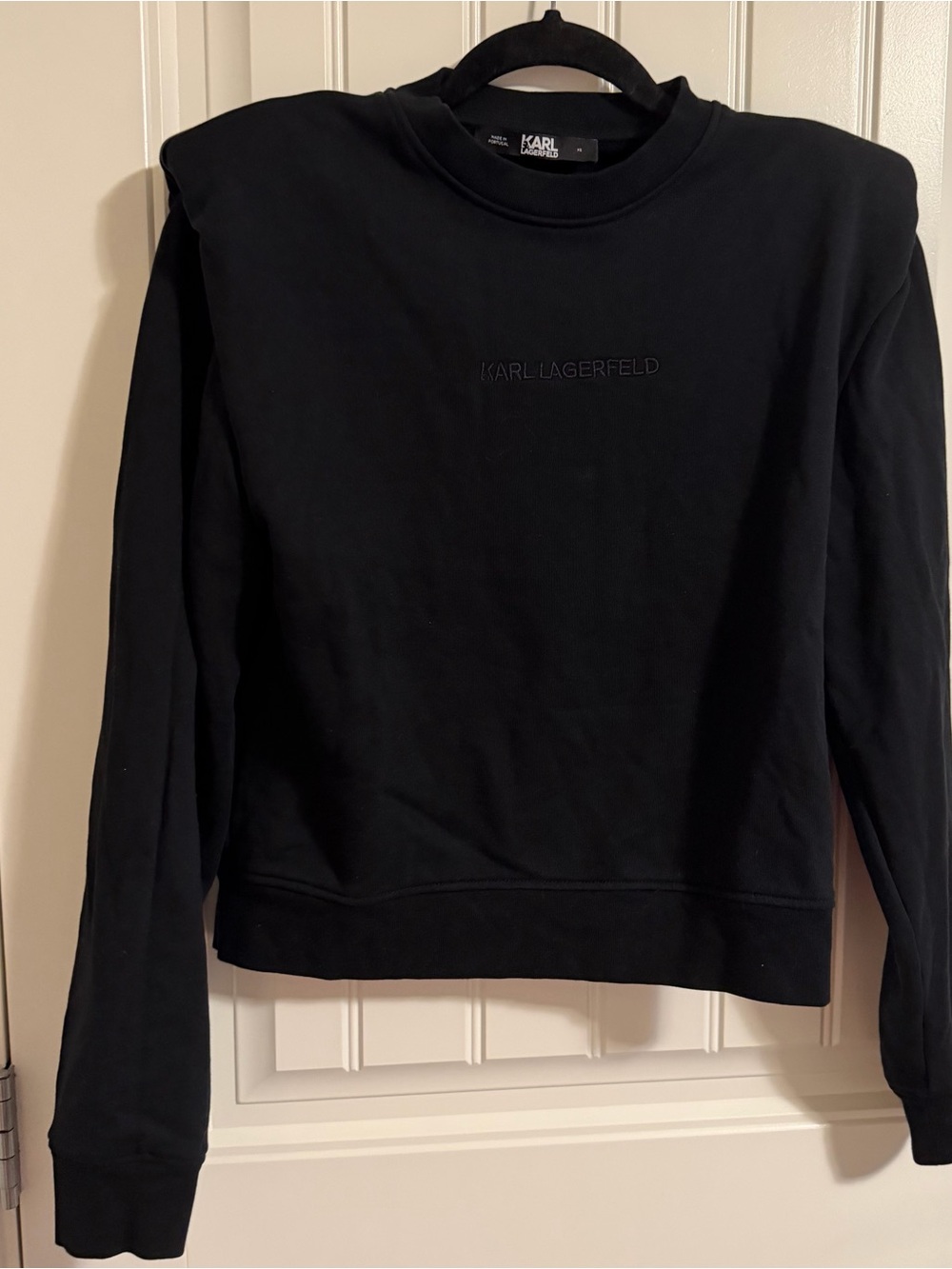 Karl Lagerfeld Black Logo Sweatshirt cool puffy shoulder